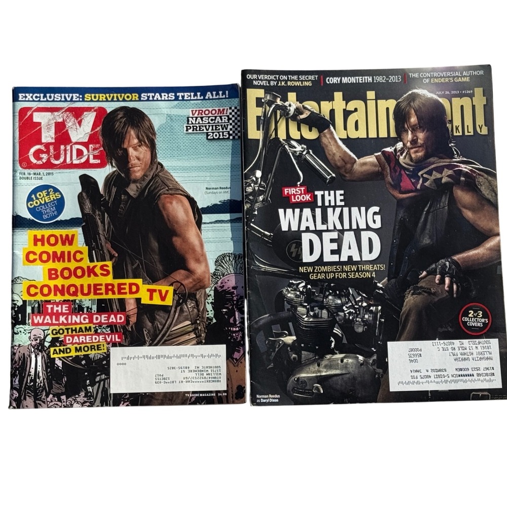 The Walking Dead Norman Reedus Lot: TV Guide 2015 & Entertainment Weekly 2013
